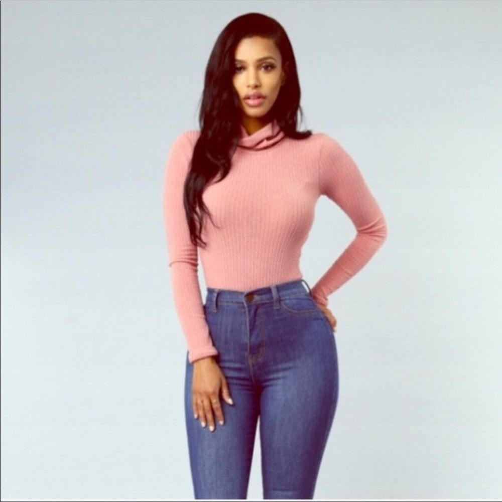 FASHION NOVA | Pink Turtleneck Bodysuit